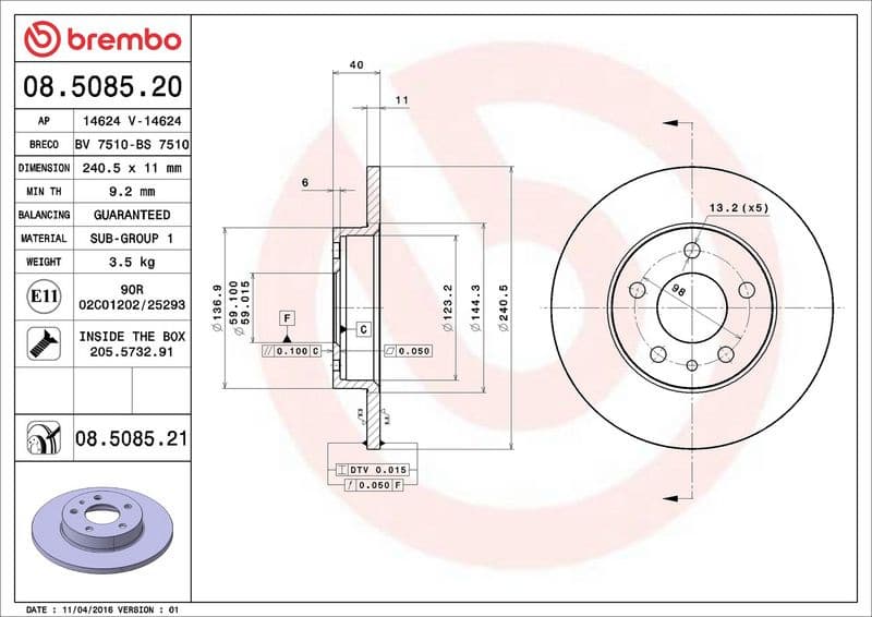 Brake Disc PRIME LINE - UV Coated 08.5085.21 - image 3