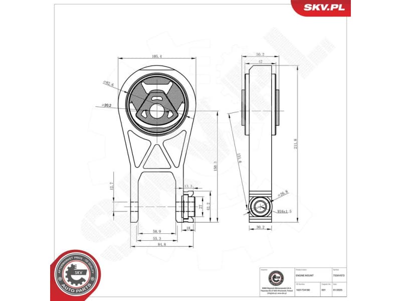 Mounting, engine 75SKV073