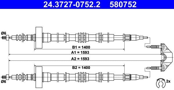 Cable Pull, parking brake 24.3727-0752.2 - image 2
