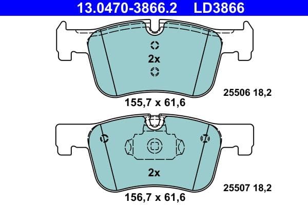 Brake Pad Set, disc brake ATE Ceramic 13.0470-3866.2 - image 2