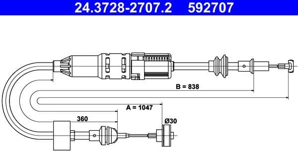 Cable Pull, clutch control 24.3728-2707.2 - image 2