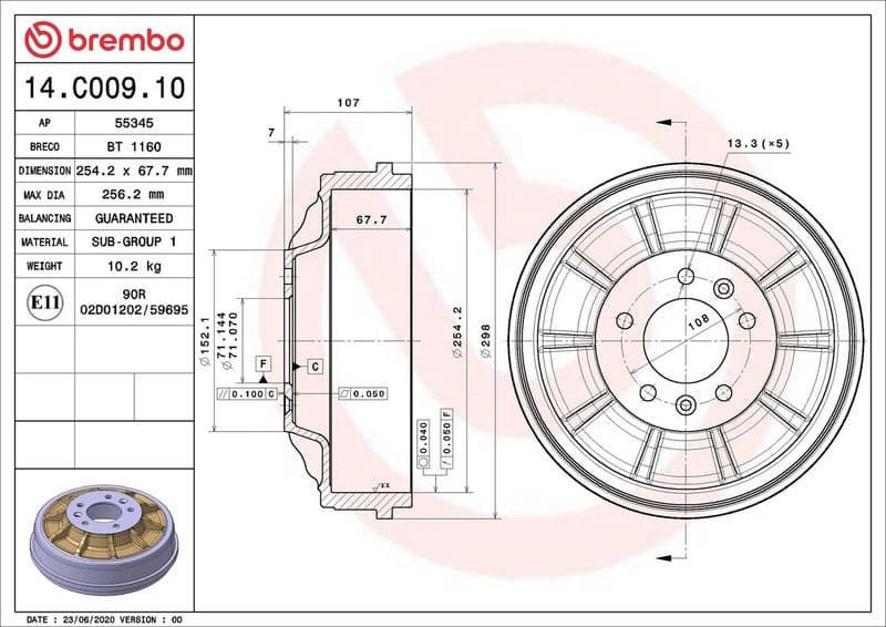 Brake Drum ESSENTIAL LINE 14.C009.10 - image 2