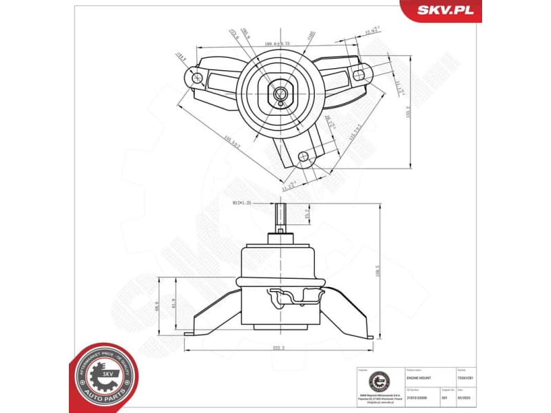 Mounting, engine 75SKV281