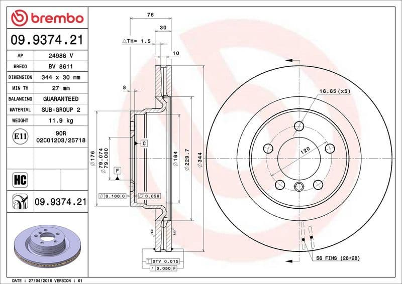 Brake Disc PRIME LINE - UV Coated 09.9374.21 - image 3