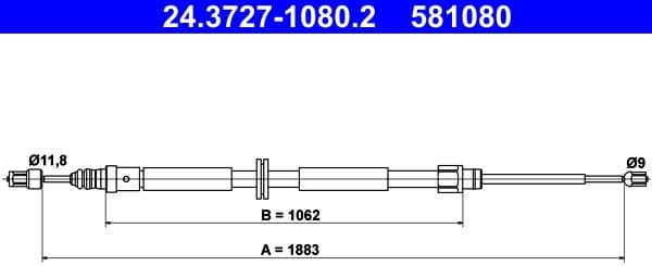 Cable Pull, parking brake 24.3727-1080.2 - image 2