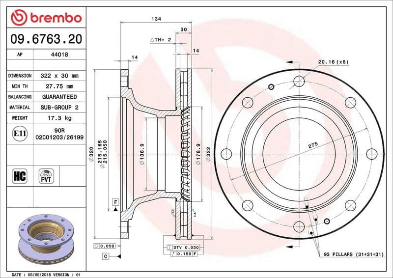 Brake Disc PRIME LINE 09.6763.20 - image 3