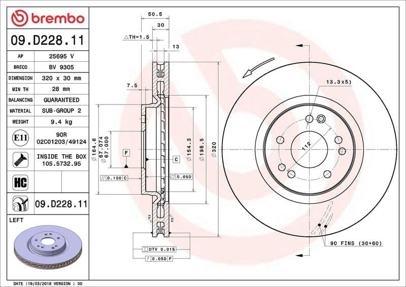 Brake Disc PRIME LINE - UV Coated 09.D228.11 - image 2