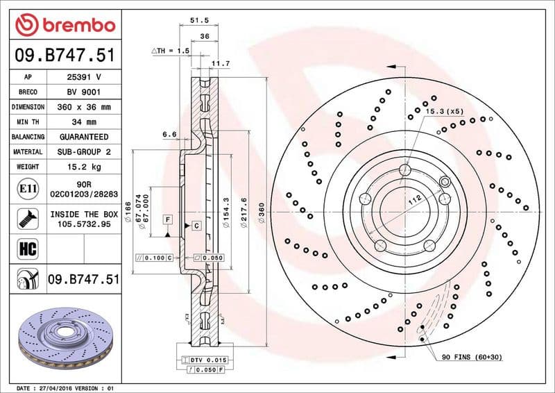 Brake Disc PRIME LINE - UV Coated 09.B747.51 - image 3