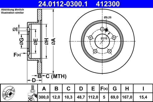 Brake discs kit rear, (2pcs), Top Quality 24.0112-0300.1 - image 2
