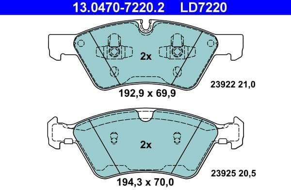 Brake Pad Set, disc brake ATE Ceramic 13.0470-7220.2 - image 2