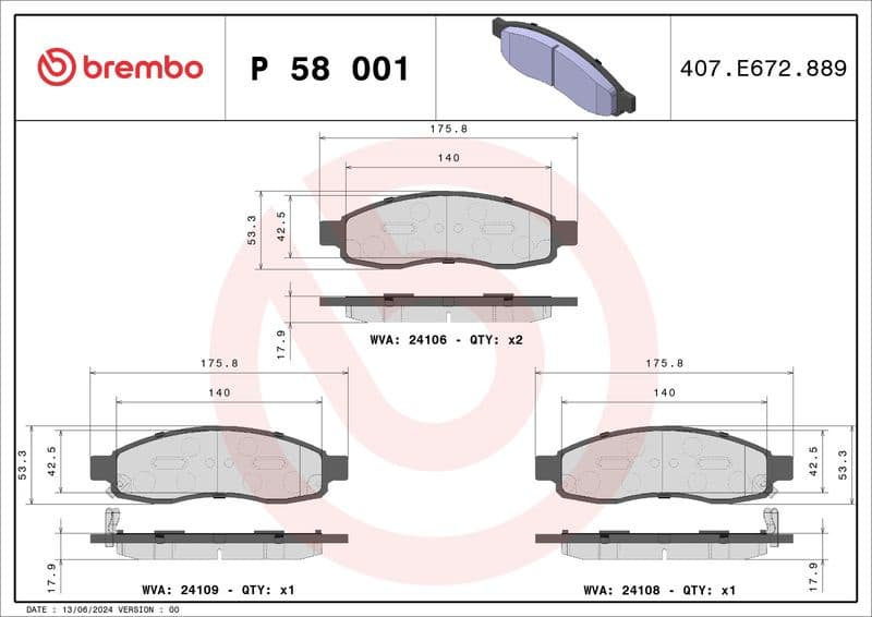 Brake Pad Set, disc brake PRIME LINE P 58 001