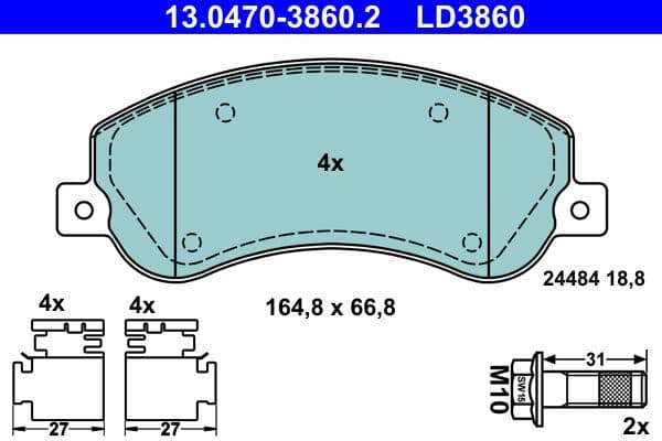 Brake Pad Set, disc brake ATE Ceramic 13.0470-3860.2 - image 2