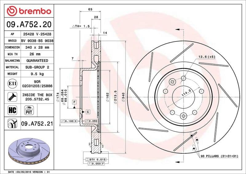 Brake Disc PRIME LINE - UV Coated 09.A752.21 - image 3