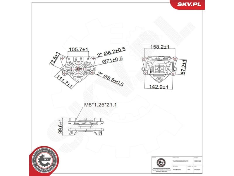 Mounting, automatic transmission 75SKV822