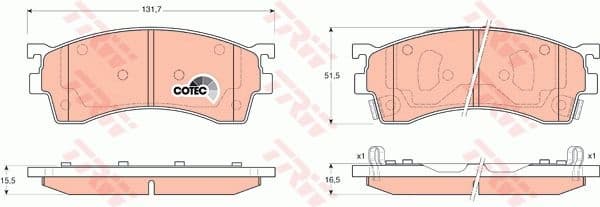 Brake Pad Set, disc brake COTEC GDB3209