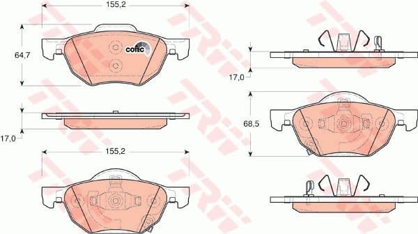 Brake Pad Set, disc brake COTEC GDB3355
