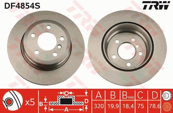 Brake disc, 1pcs REAR, Top Quality DF4854S