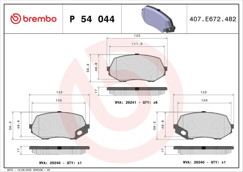Brake Pad Set, disc brake PRIME LINE P54044 - image 3