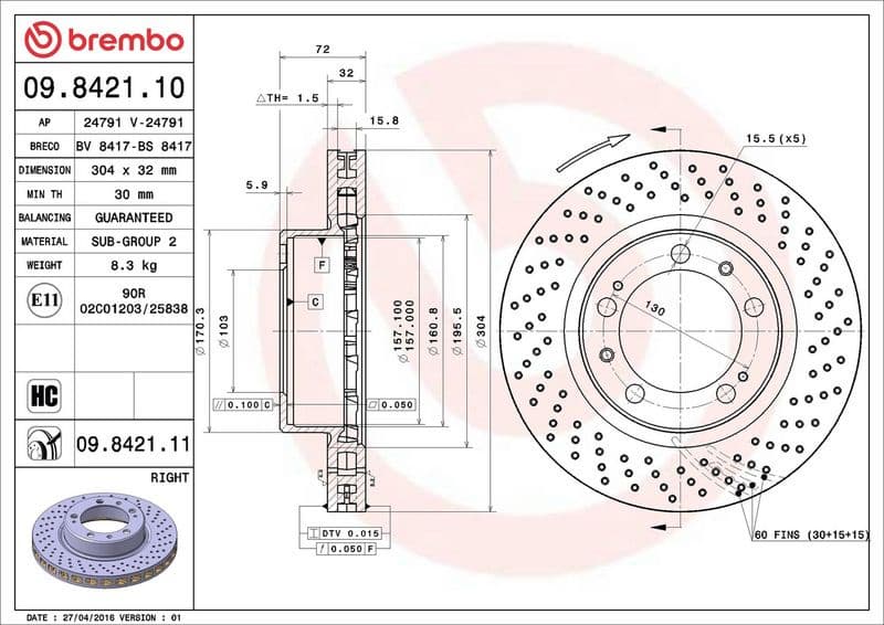 Brake Disc PRIME LINE - UV Coated 09.8421.11 - image 3