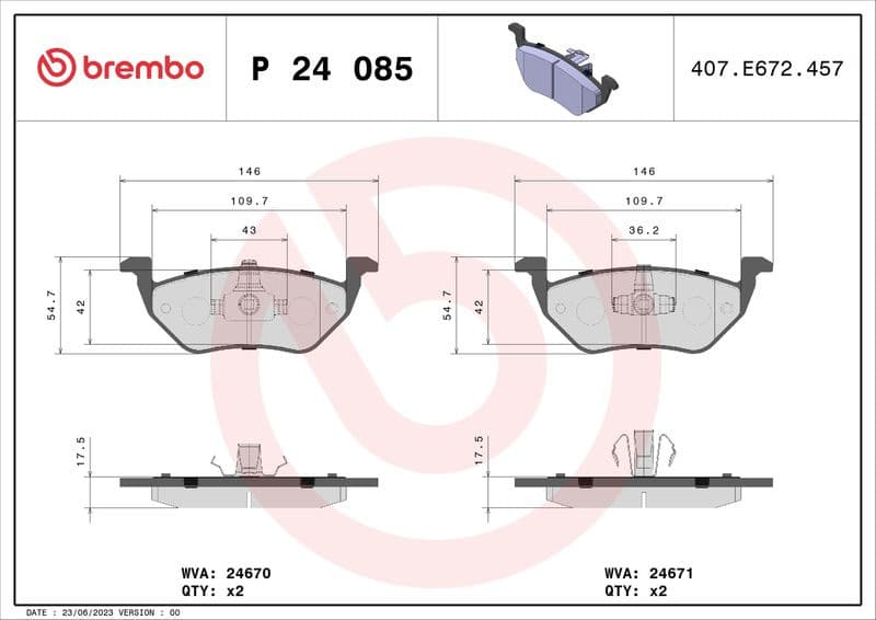 Brake Pad Set, disc brake PRIME LINE P24085 - image 3