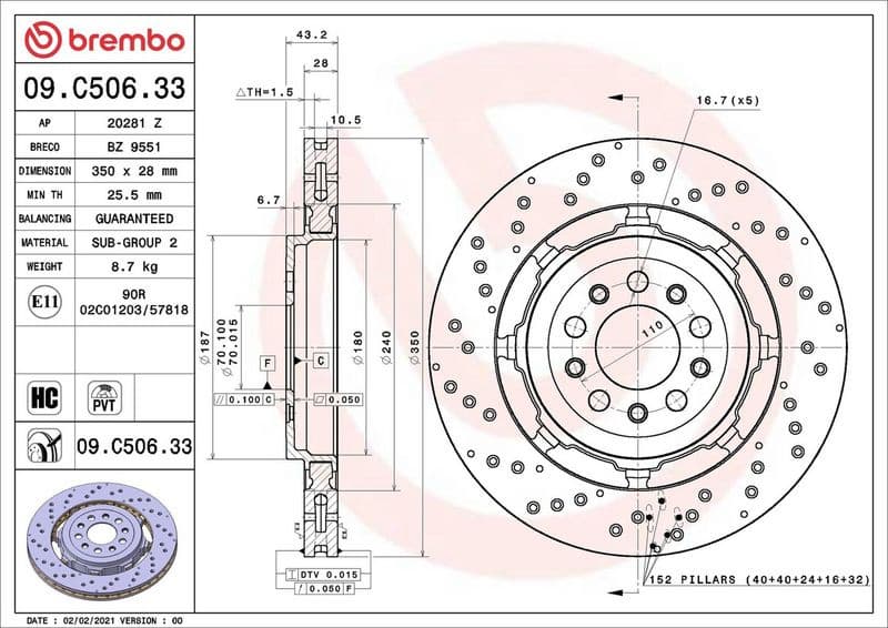Brake Disc PRIME LINE - Dual Cast 09.C506.33 - image 3