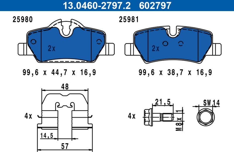 Brake Pad Set, disc brake 13.0460-2797.2 - image 2