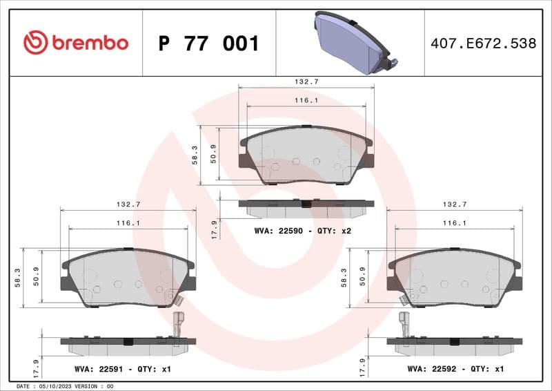 Brake Pad Set, disc brake PRIME LINE P77001 - image 3