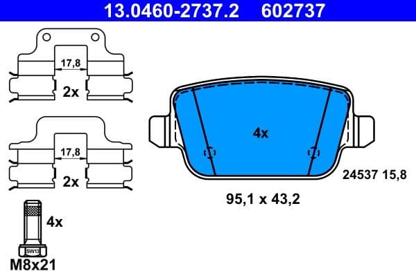 Brake Pad Set, disc brake 13.0460-2737.2 - image 2