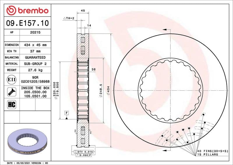 Brake Disc PRIME LINE - Ring 09.E157.10