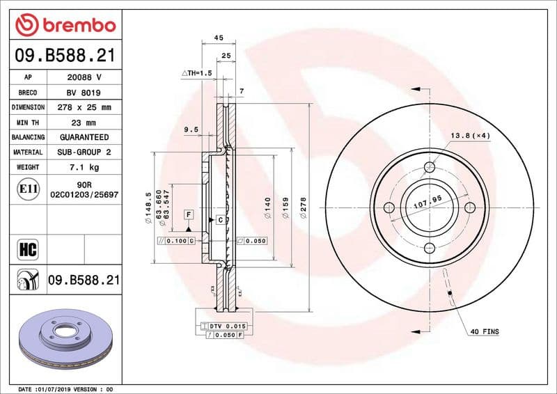 Brake Disc PRIME LINE - UV Coated 09.B588.21 - image 3