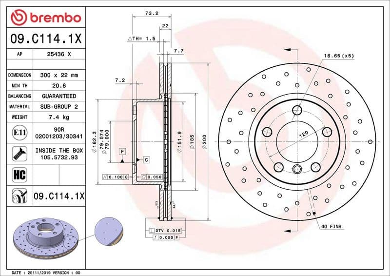 Brake Disc XTRA LINE - Xtra 09.C114.1X - image 2