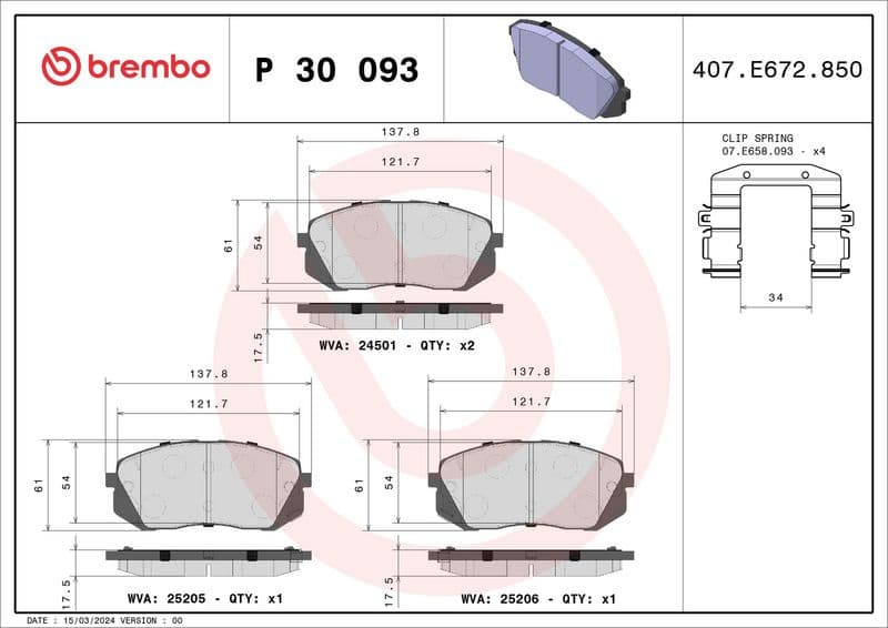 Brake Pad Set, disc brake PRIME LINE P30093 - image 2