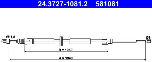 Cable Pull, parking brake 24.3727-1081.2 - image 2