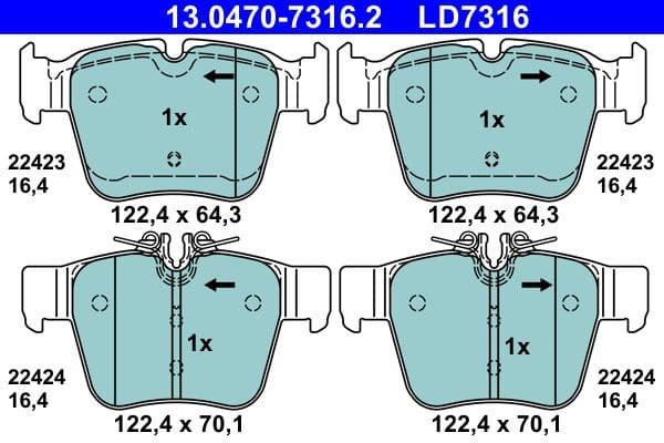 Brake Pad Set, disc brake ATE Ceramic 13.0470-7316.2 - image 2