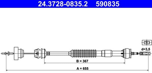 Cable Pull, clutch control 24.3728-0835.2 - image 2
