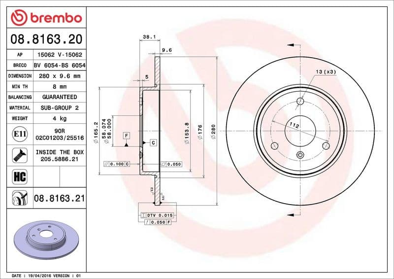 Brake Disc PRIME LINE - UV Coated 08.8163.21 - image 3