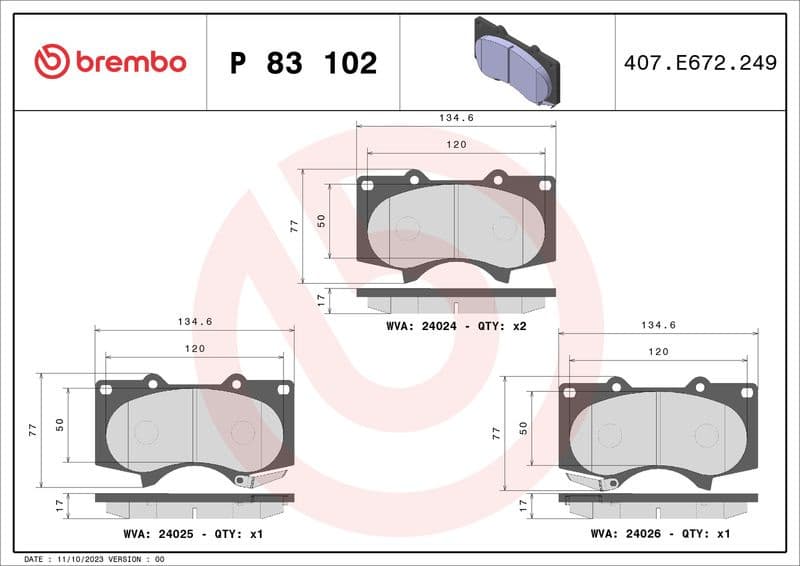 Brake Pad Set, disc brake XTRA LINE P 83 102X - image 2