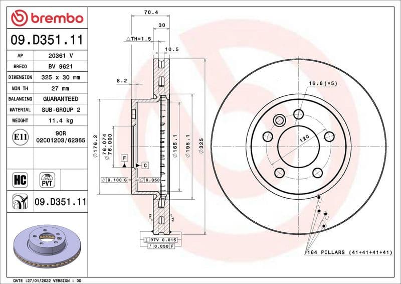 Brake Disc PRIME LINE - UV Coated 09.D351.11 - image 3