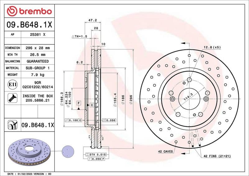 Brake Disc XTRA LINE - Xtra 09.B648.1X - image 2