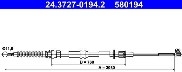 Cable Pull, parking brake 24.3727-0194.2 - image 2