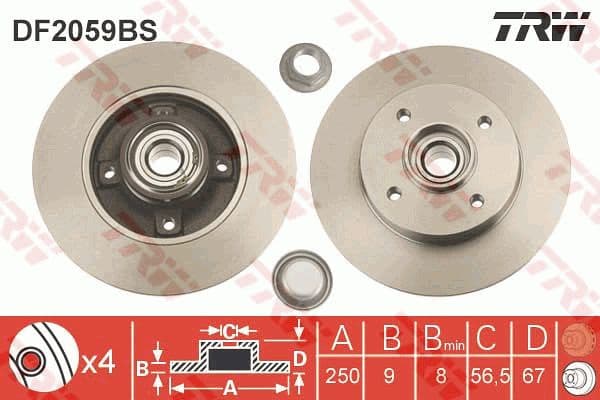 Brake Disc TRW SINGLE DF2059BS