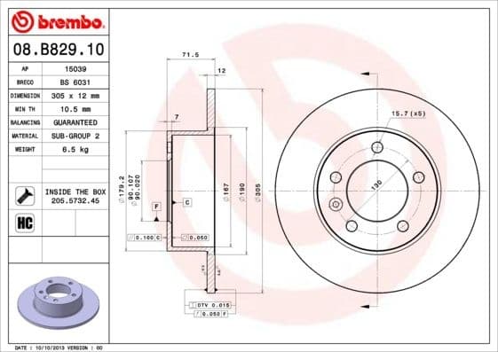 Brake Disc PRIME LINE 08.B829.10