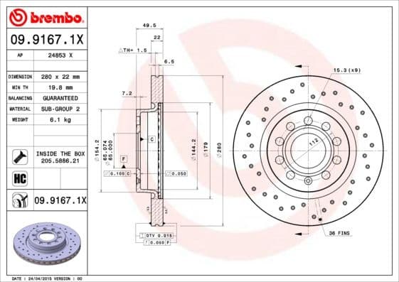 Brake Disc XTRA LINE - Xtra 09.9167.1X