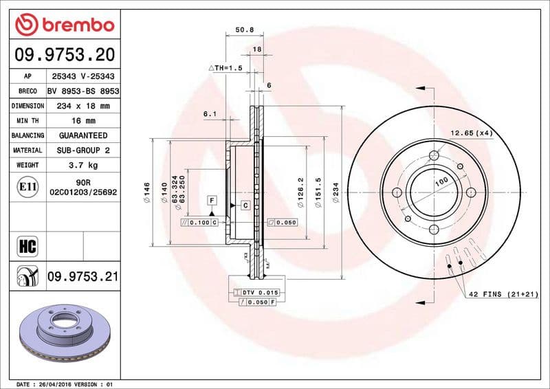 Brake Disc PRIME LINE - UV Coated 09.9753.21 - image 3
