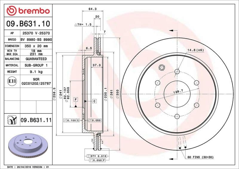 Brake Disc PRIME LINE - UV Coated 09.B631.11 - image 3