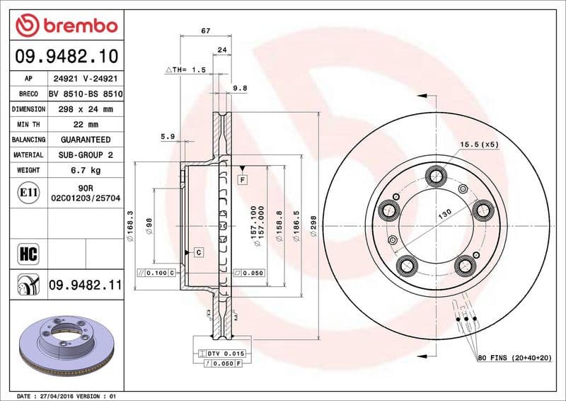 Brake Disc PRIME LINE - UV Coated 09.9482.11 - image 3