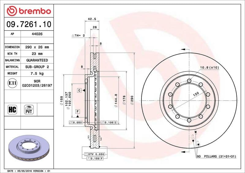 Brake Disc PRIME LINE 09.7261.10 - image 3