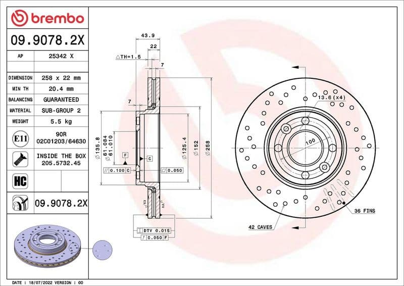 Brake Disc XTRA LINE - Xtra 09.9078.2X - image 2