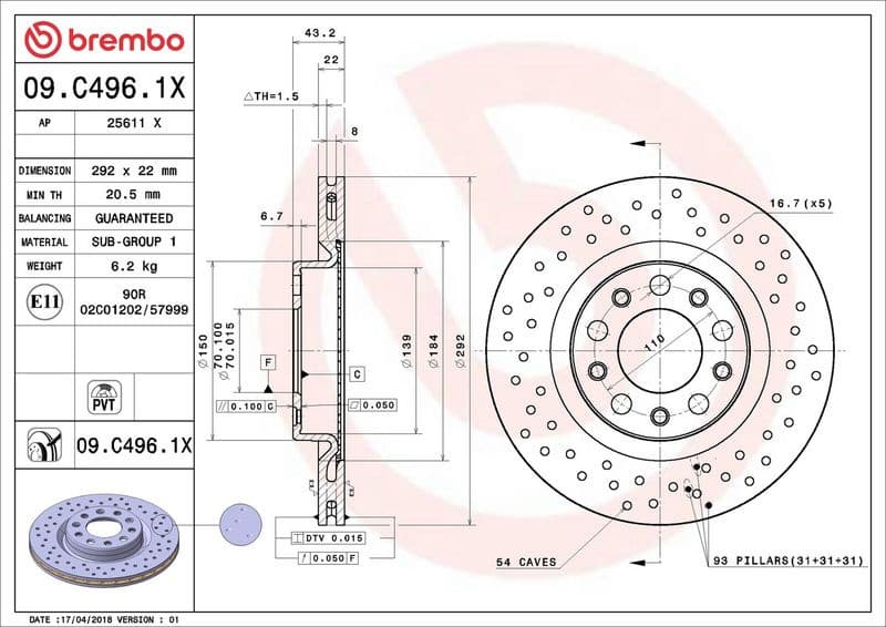 Brake Disc XTRA LINE - Xtra 09.C496.1X - image 2