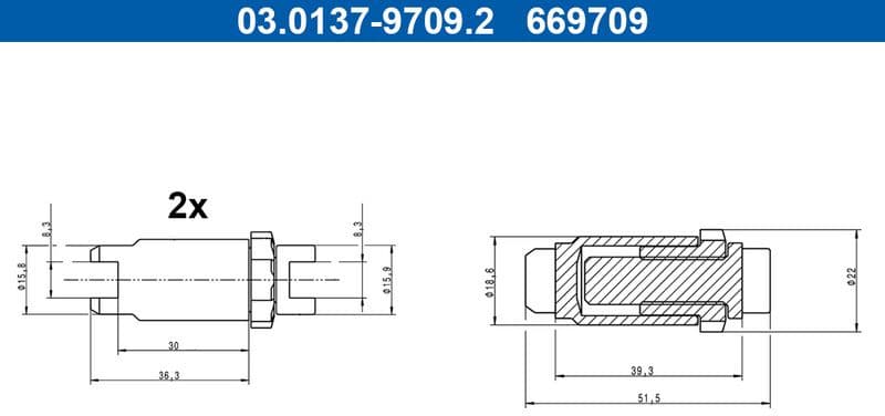 Accessory Kit, parking brake shoes adjusting nut 03.0137-9709.2 - image 3